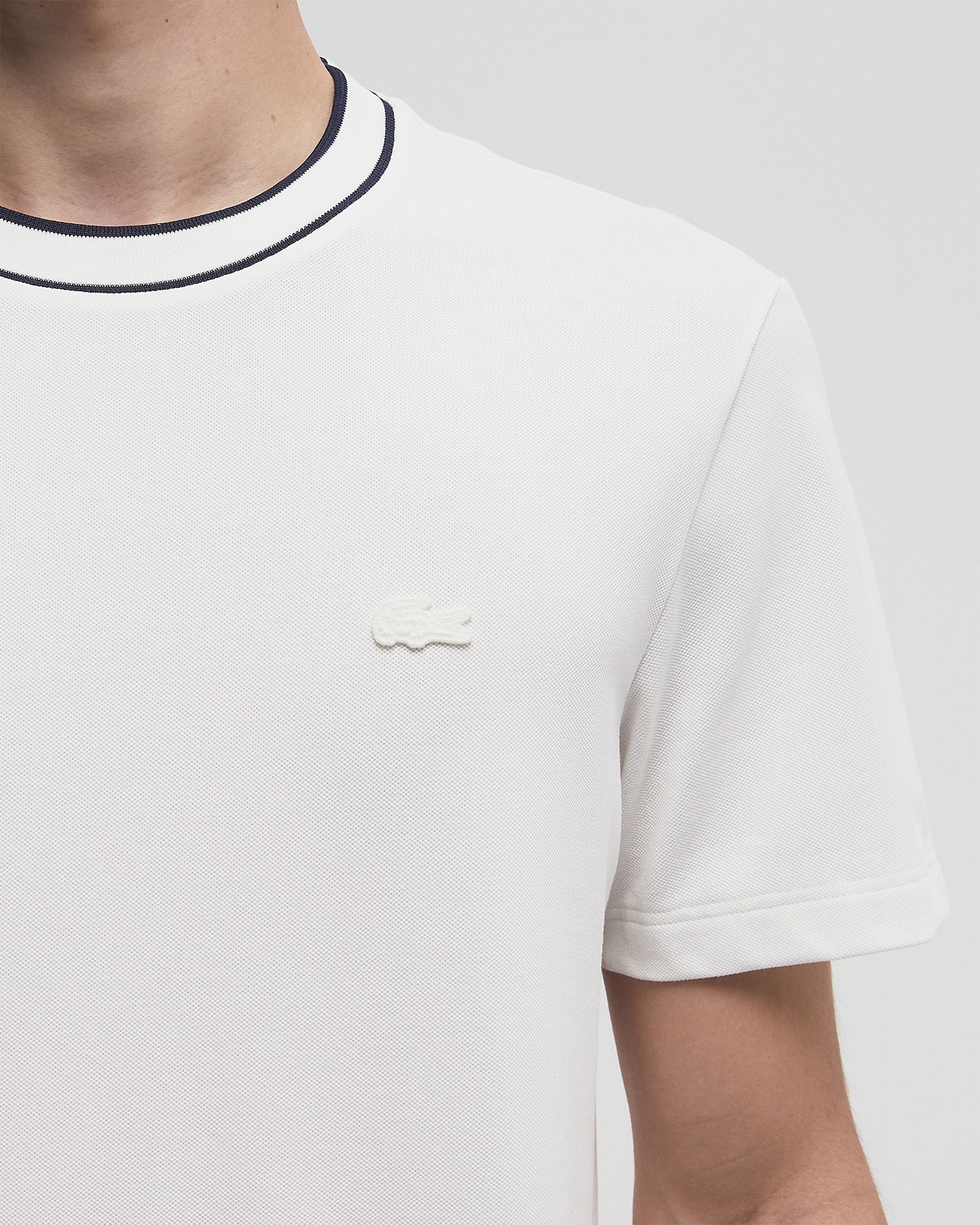 STRETCH PIQUÉ STRIPE COLLAR T-SHIRT