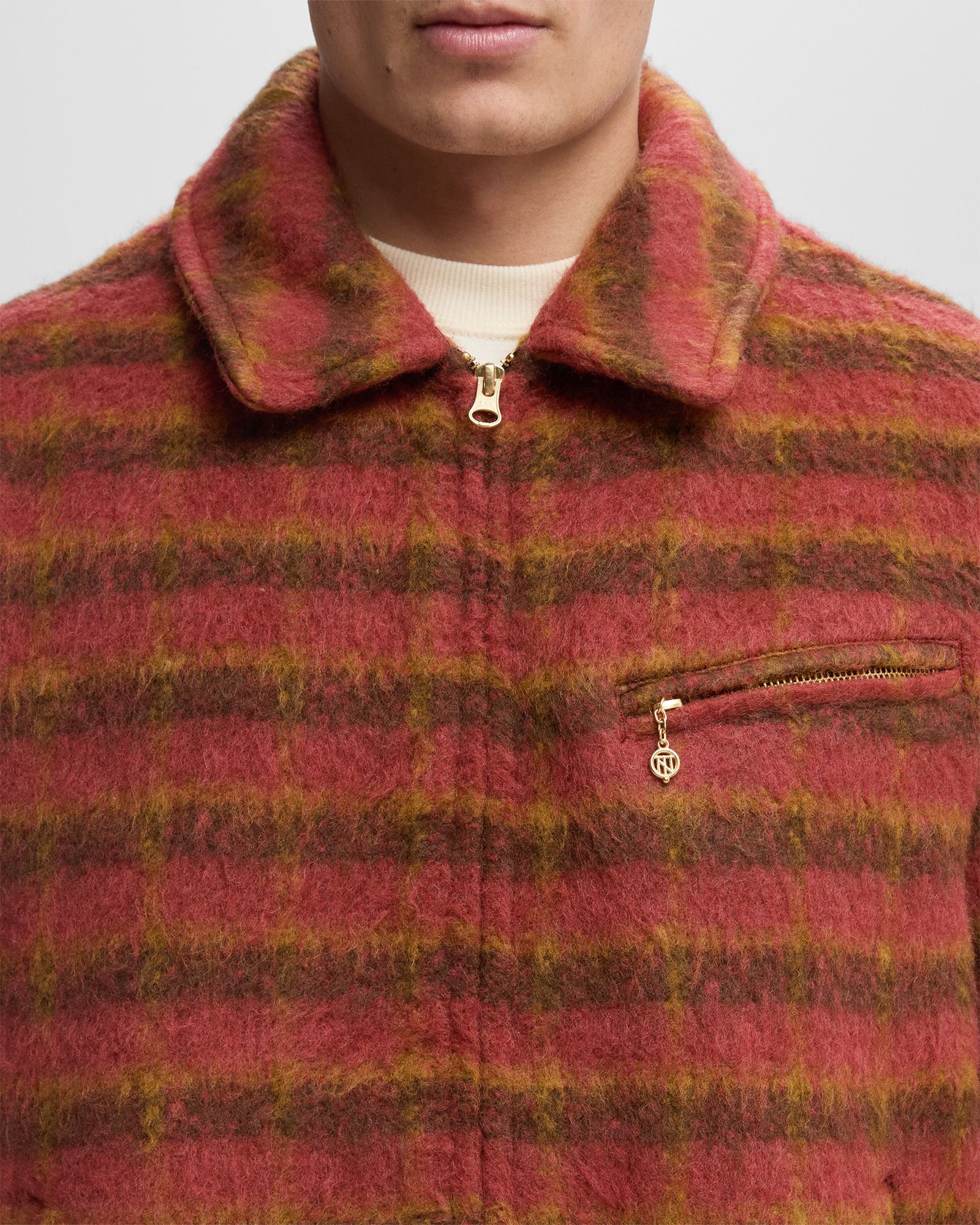 BRUSHED WOOL CHECK JACKET