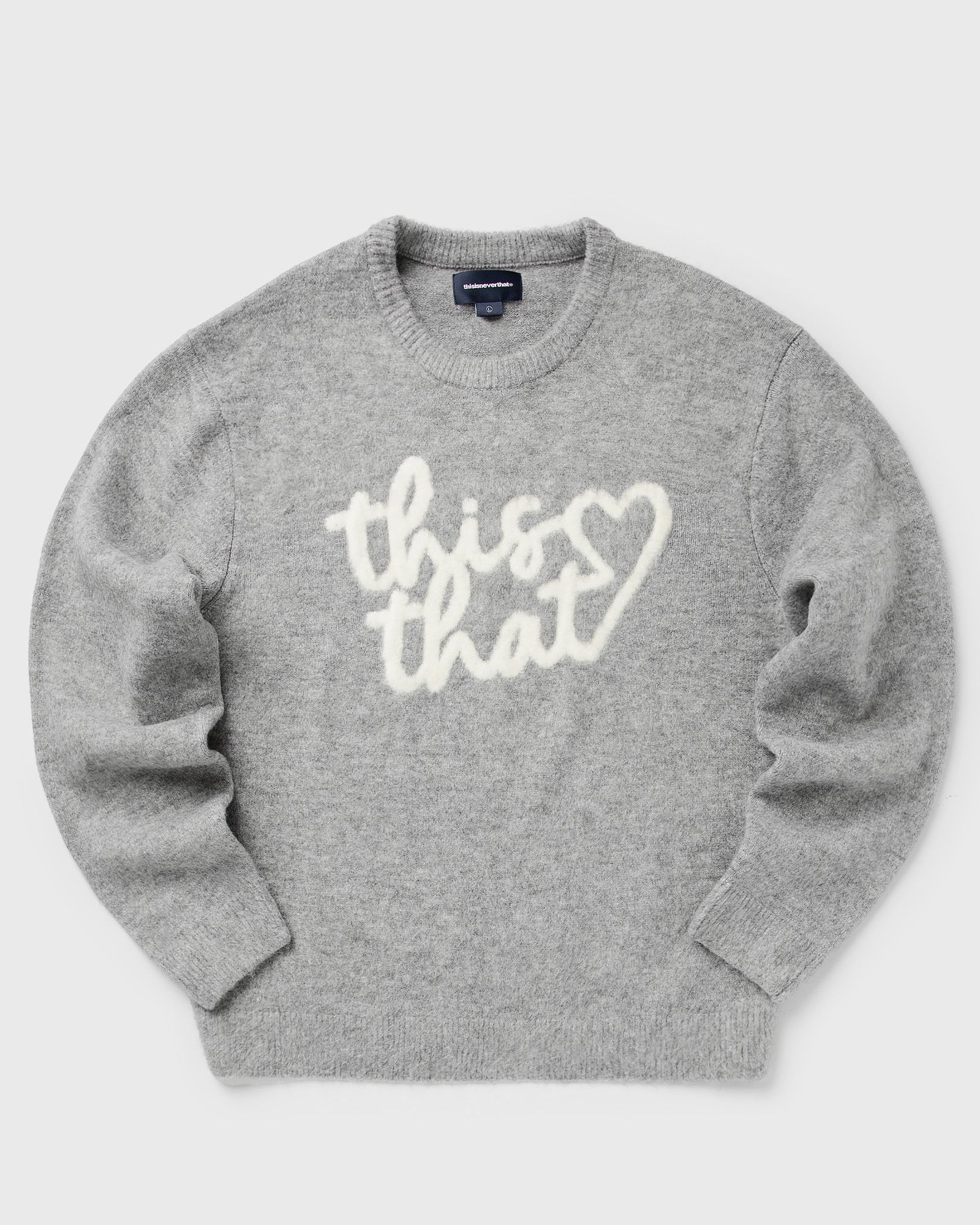 thisisneverthat HEART LOGO KNIT SWEATER Grey | BSTN Store