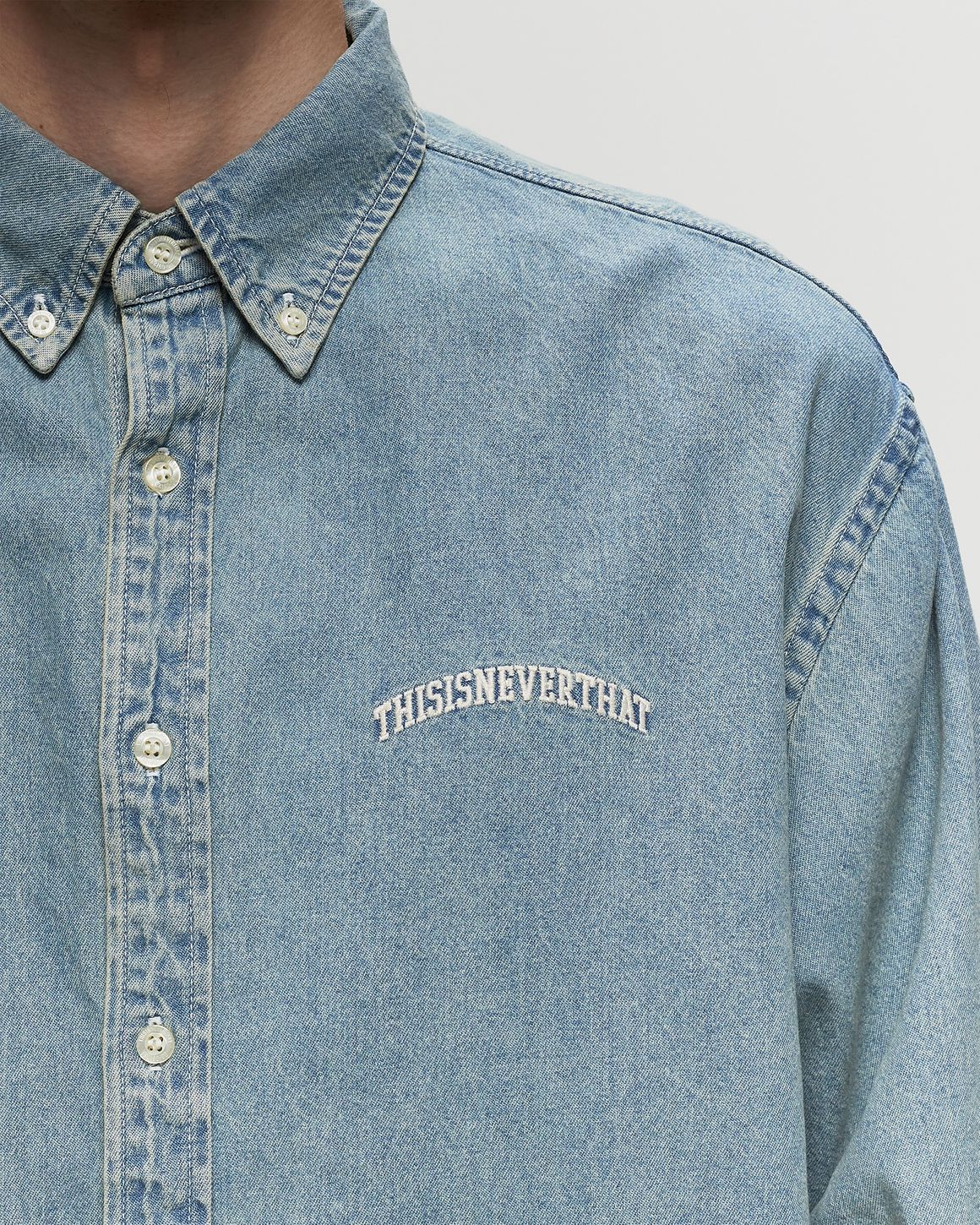 さらに100円引き◆thisisneverthat◆Washed Denim Shirt 24SS THISISNEVERTHAT Washed Denim Shirt