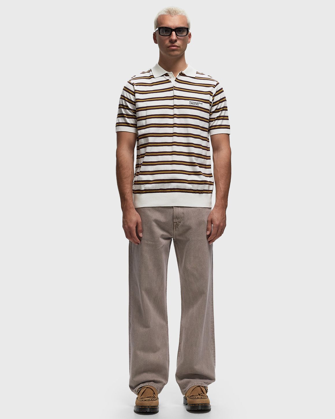 thisisneverthat Striped Knit Polo Beige | BSTN Store