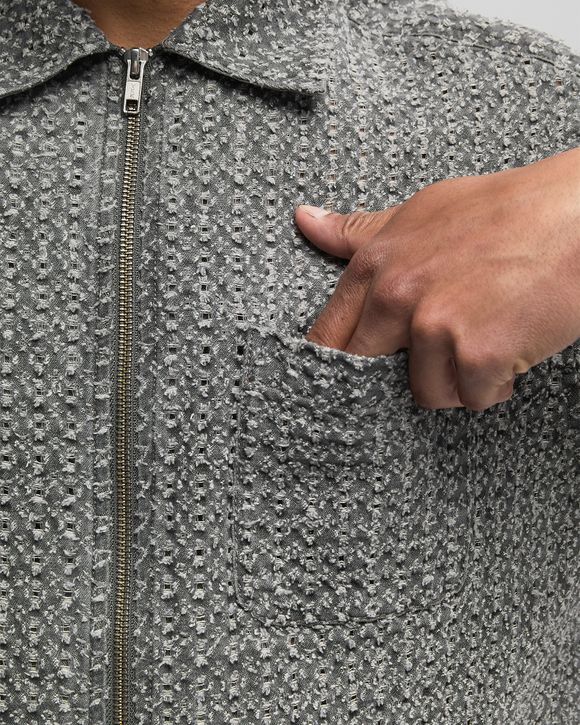 thisisneverthat Damaged Denim Zip S/S Shirt Grey | BSTN Store
