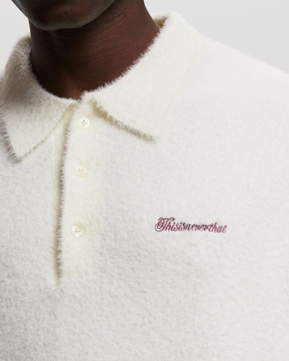 thisisneverthat Script Shaggy Knit Polo White - OFF WHITE