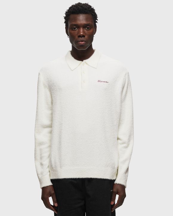 thisisneverthat Script Shaggy Knit Polo White - OFF WHITE