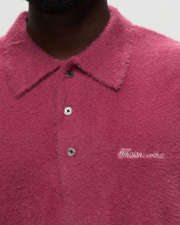 thisisneverthat Script Shaggy Knit Polo Purple - PLUM