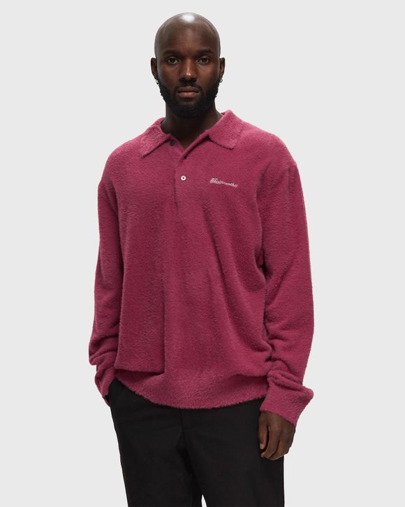 thisisneverthat Script Shaggy Knit Polo Purple - PLUM