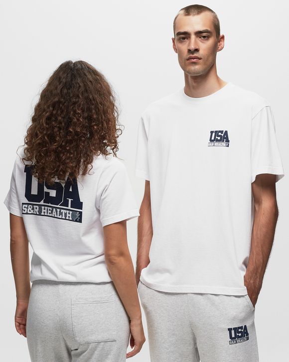 Sporty & Rich TEAM USA T SHIRT White - WHITE/NAVY