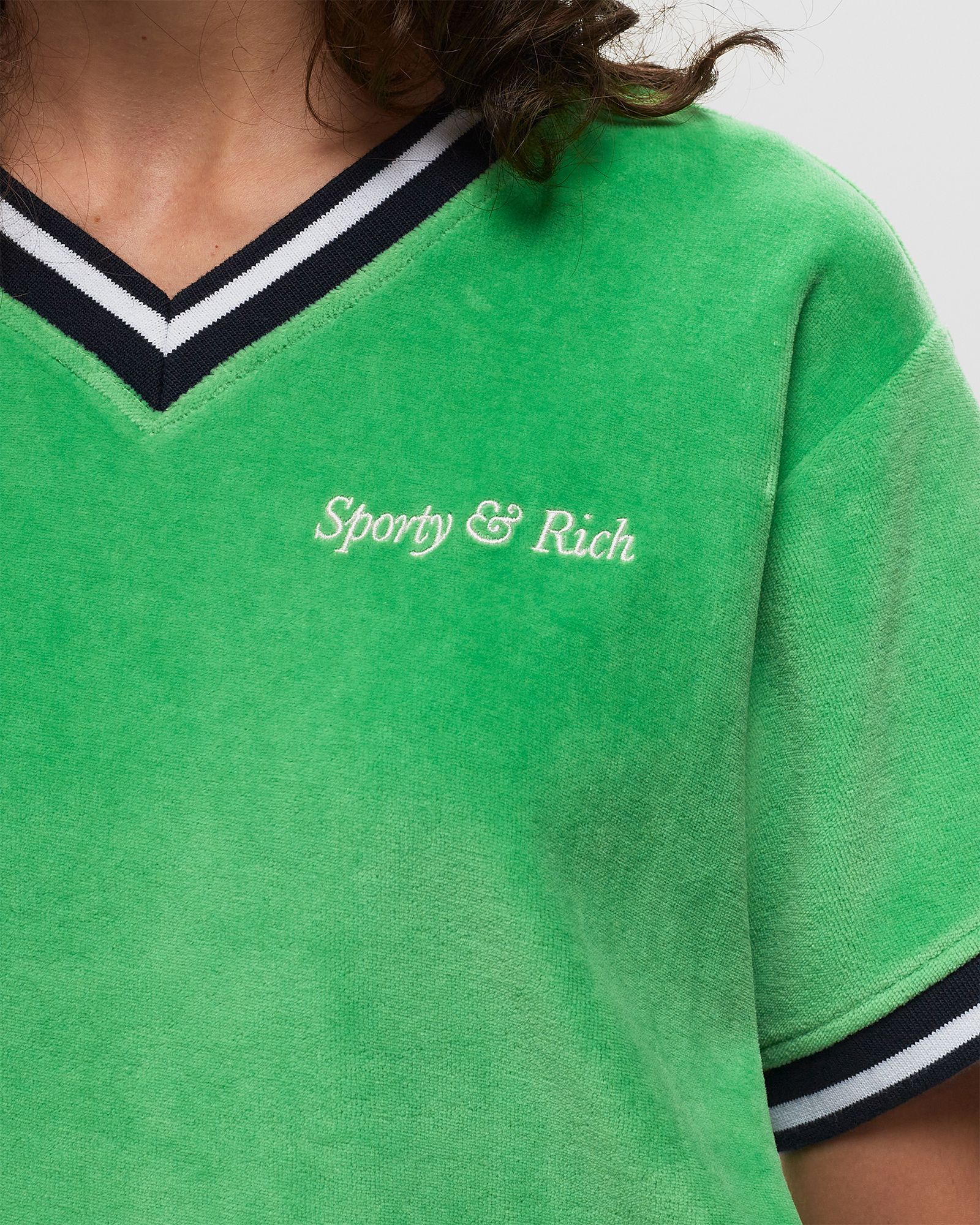 Italic Logo Embroidered V-Neck Tee