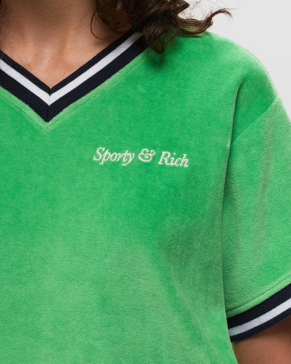 Italic Logo Embroidered V-Neck Tee