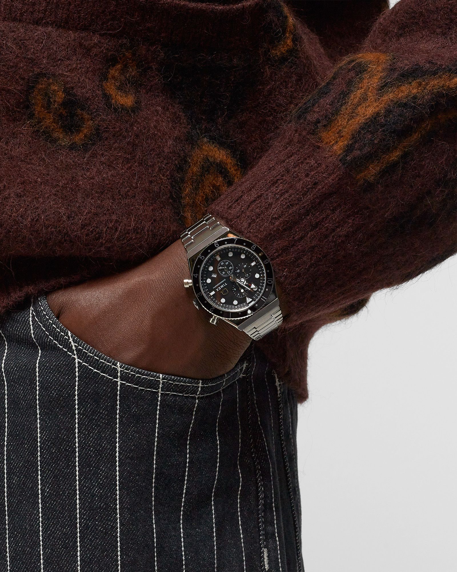 Q Timex 3 Time Zone Chronograph