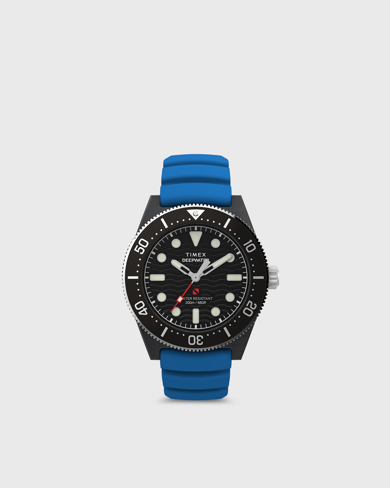Deep Water Reef 200 Composite Black Dial Blue Rubber Strap 43mm case