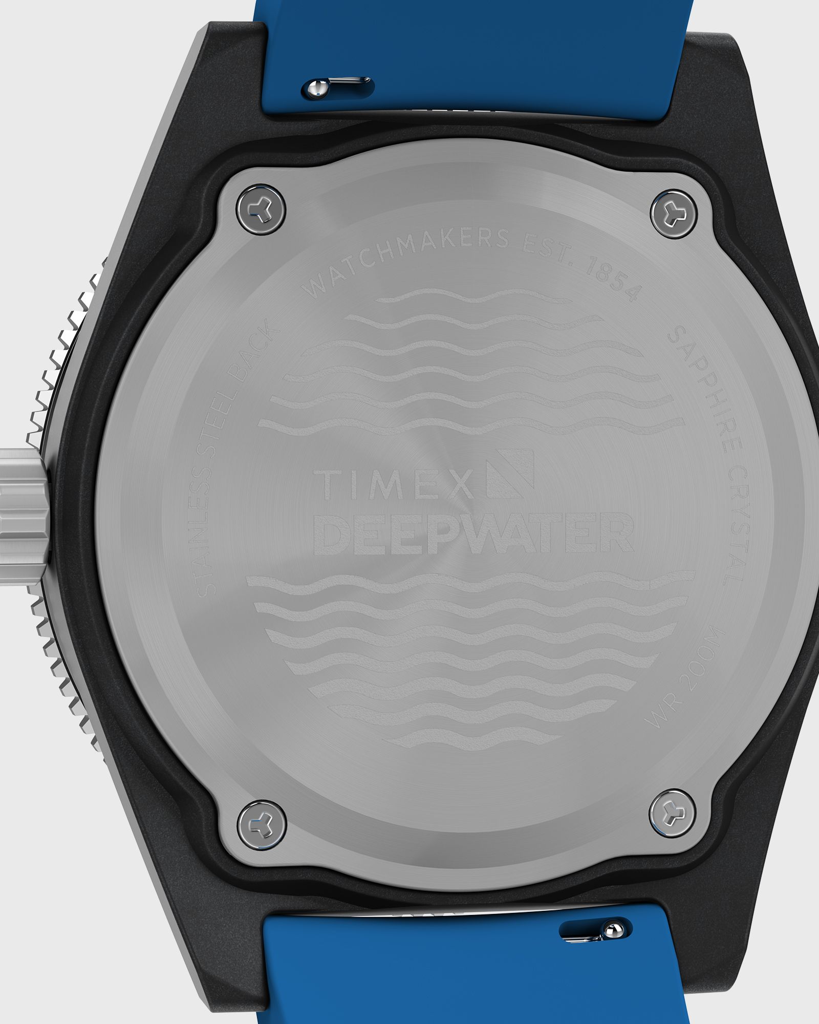 Deep Water Reef 200 Composite Black Dial Blue Rubber Strap 43mm case