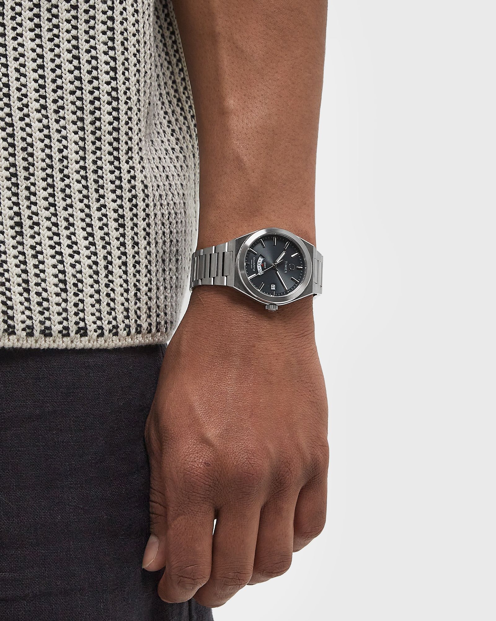 Q - Timex GMT Silver Tone Case and Bracelet 39mm case