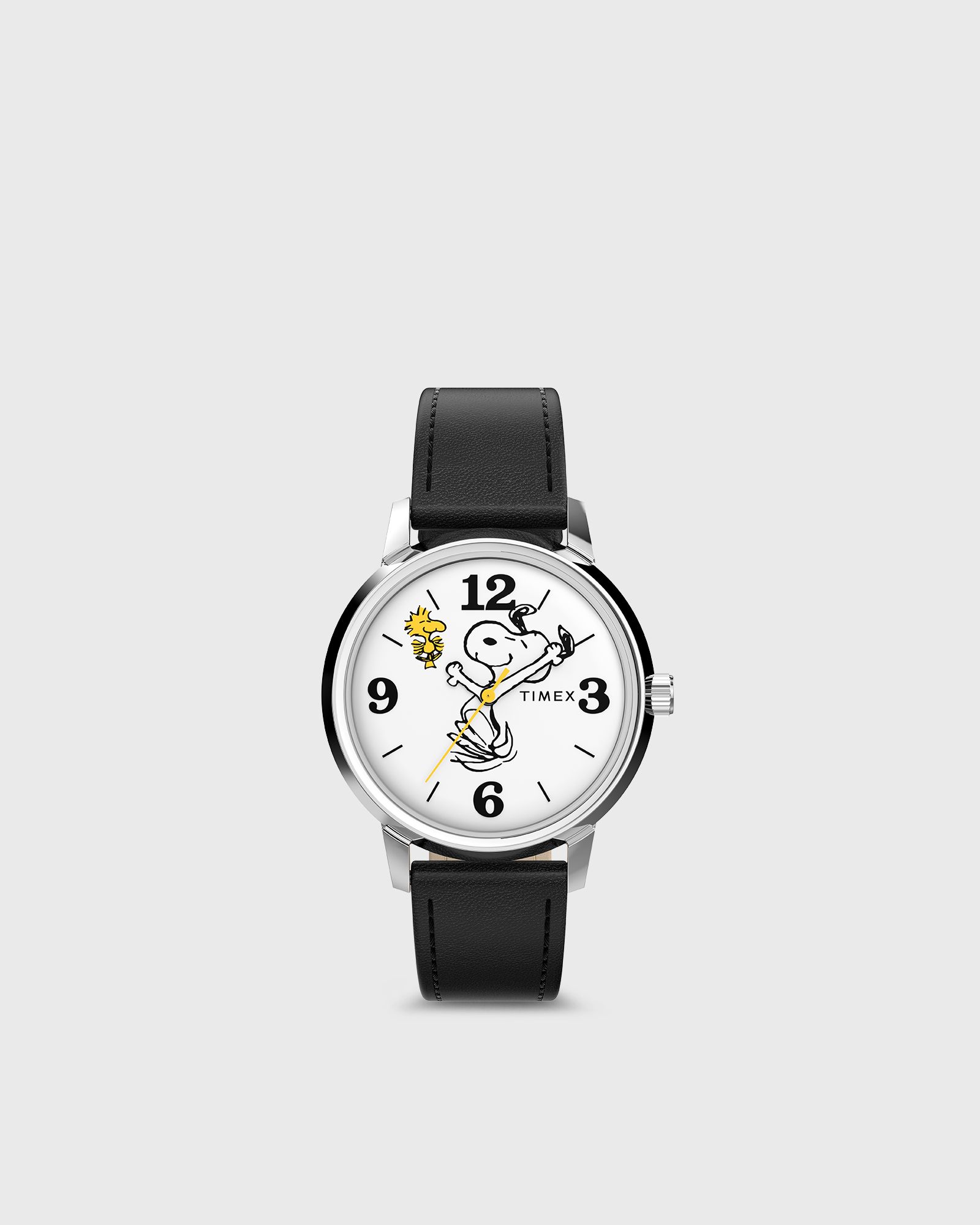 Peanuts Marlin 38mm Snoopy 75th Anniversary White Dial and Black Leather Strap 38mm case