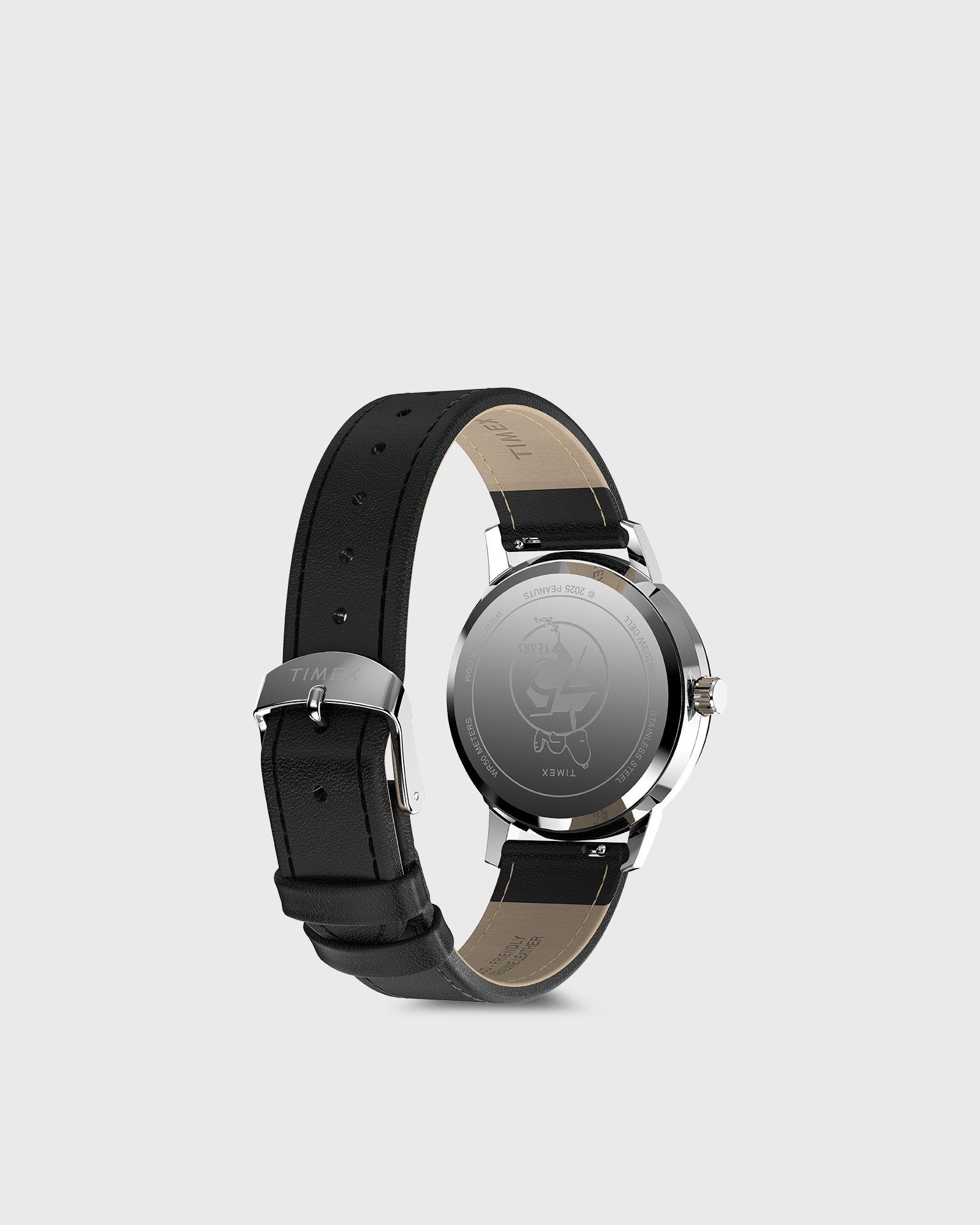 Peanuts Marlin 38mm Snoopy 75th Anniversary White Dial and Black Leather Strap 38mm case