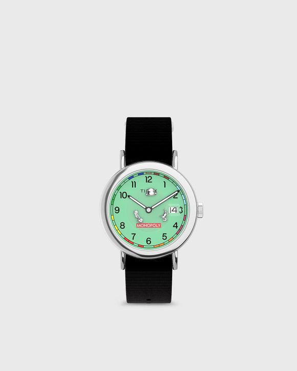 X Monopoly Weekender 37Mm Silver Tone Case Green Dial Black Strap