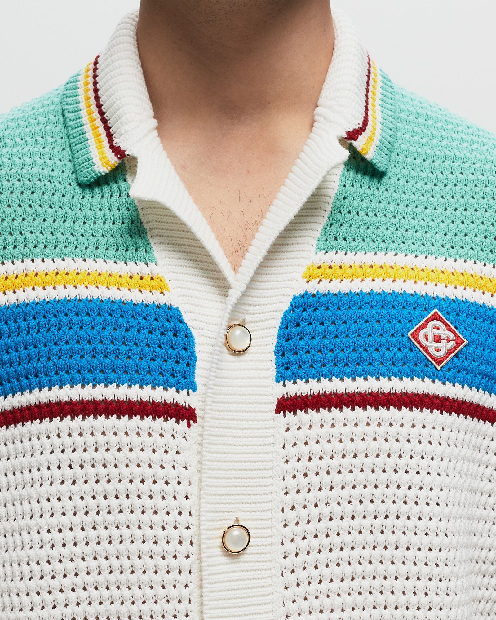 Casablanca CROCHET EFFECT TENNIS SHIRT White | BSTN Store