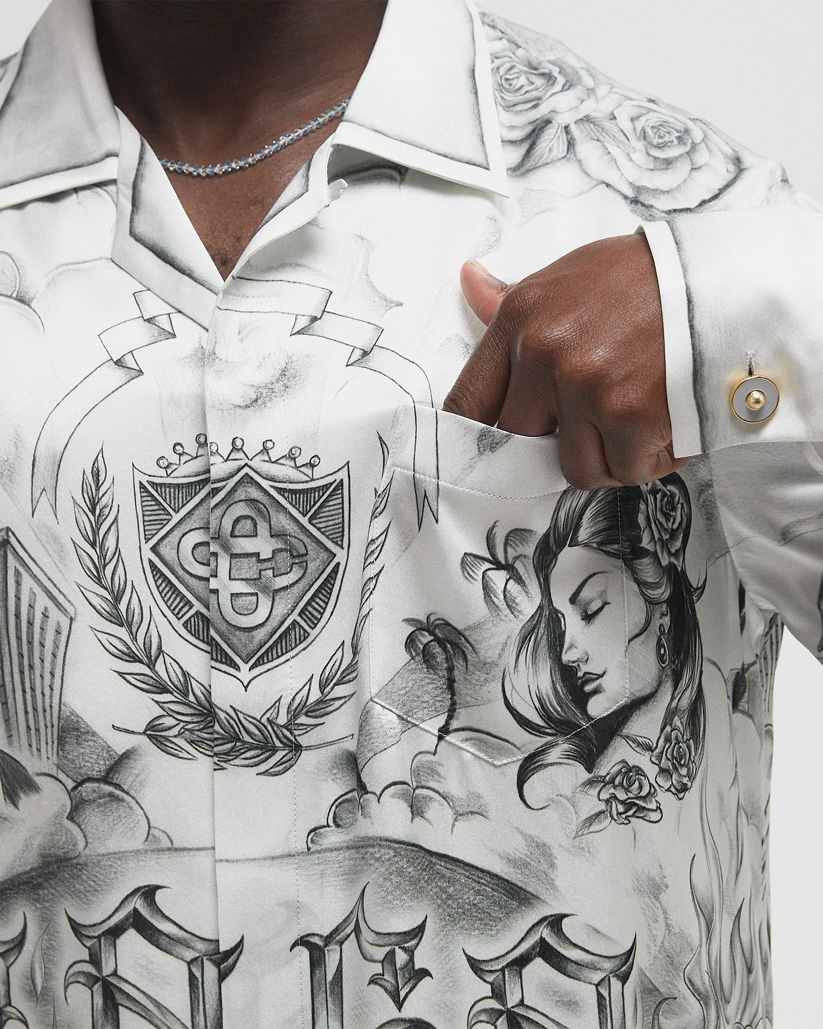 LONG SLEEVE CUBAN COLLAR SHIRT