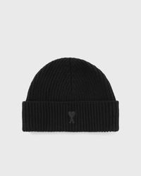 【関税&送料込】Ami Paris Ami De Coeur Black Wool Hat Black/Red Red Ami De Coeur Beanie | AMI PARIS