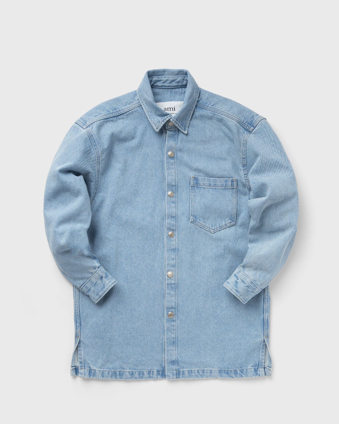 ★★AMI PARIS★★ Big Heart Logo Overshirt Blue HJK275DE0046 AMI PARIS - Ami de Coeur overshirt | Leam Roma - Luxury