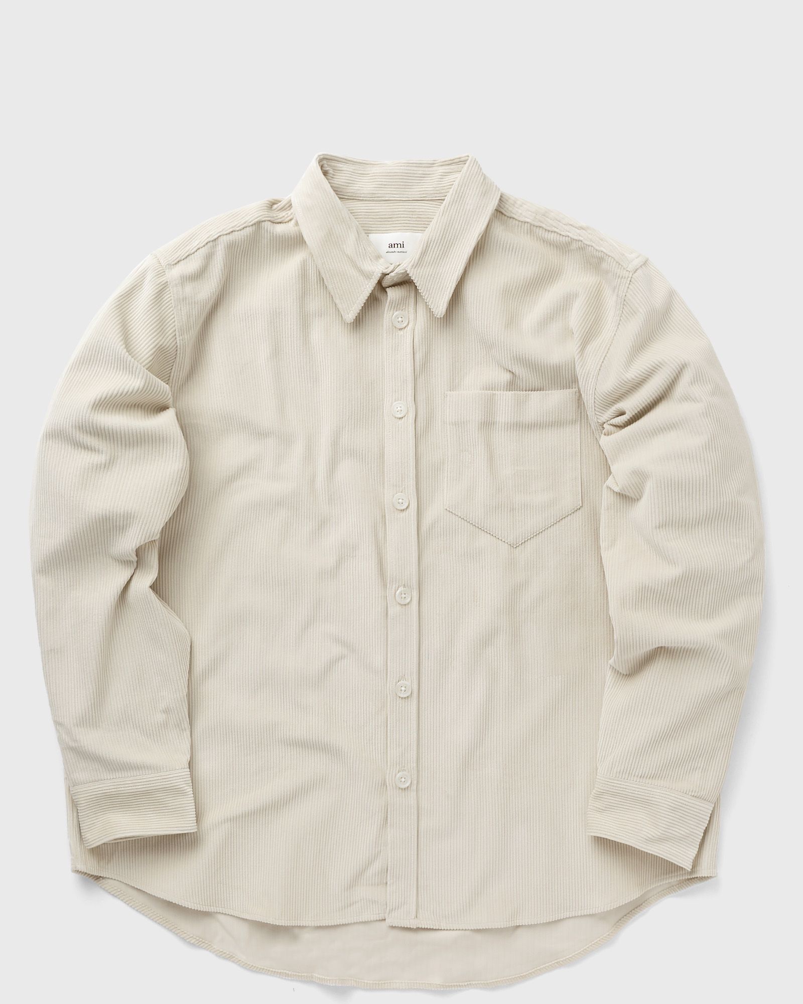AMI Paris - oversize overshirt with patch pocket men overshirts beige in größe:xl