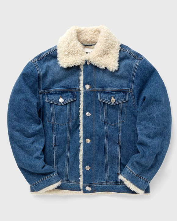 Lucky Brand Faux Shearling Lined Denim Trucker Jacket in Blue for Men