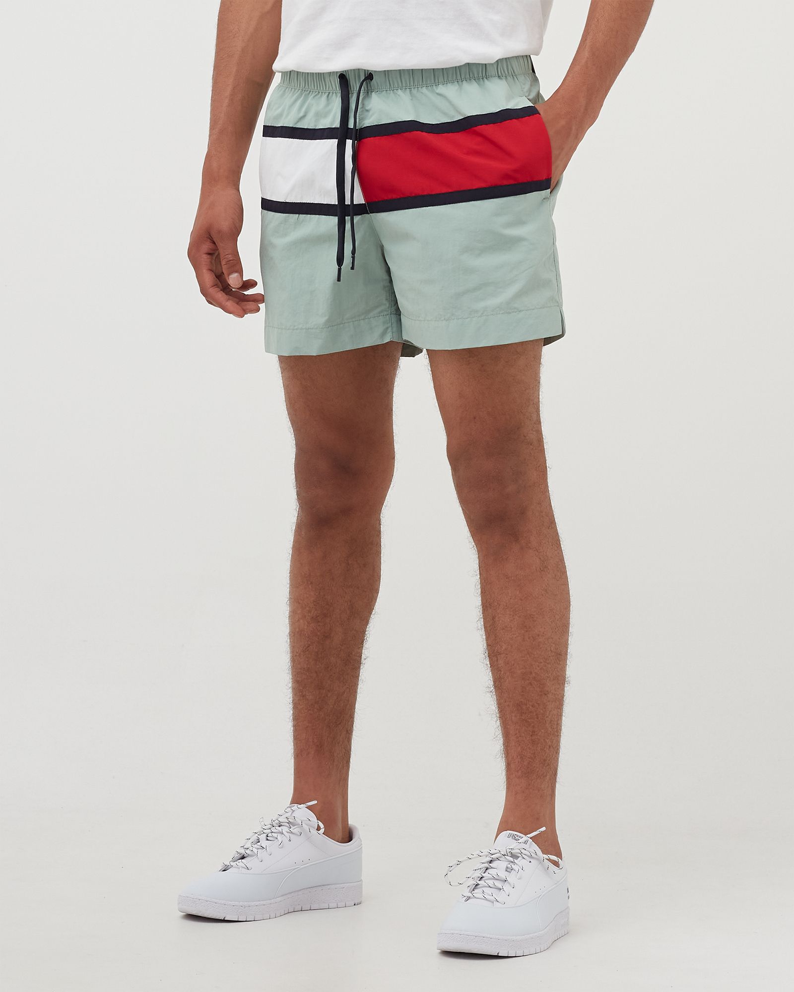 FLAG REGULAR FIT MID LENGTH SWIM SHORTS