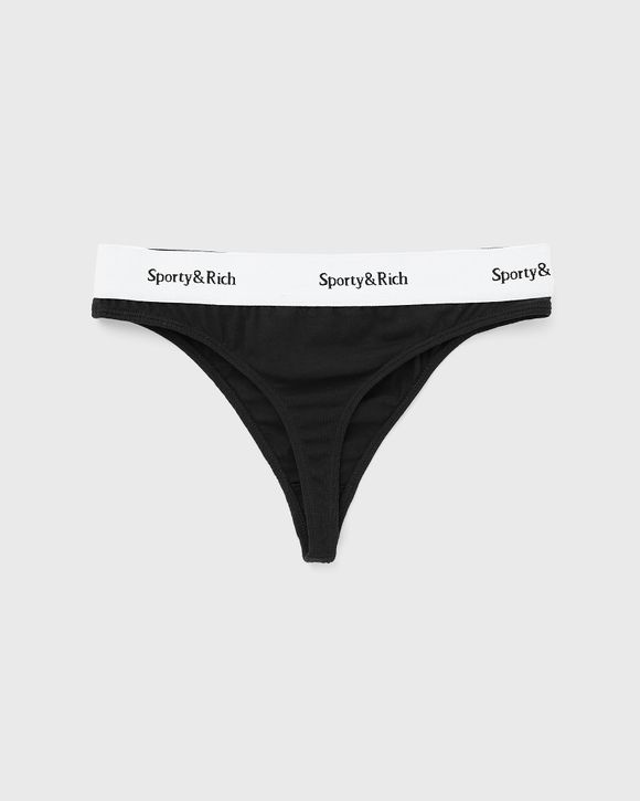 Sporty & Rich Serif Logo Thong Black