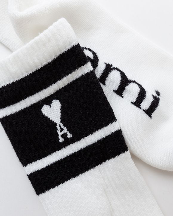 【関税込】AMI PARISアミパリス Ami de Coeur Striped Socks AMI Paris AMI DE COEUR STRIPED SOCKS Black | BSTN Store
