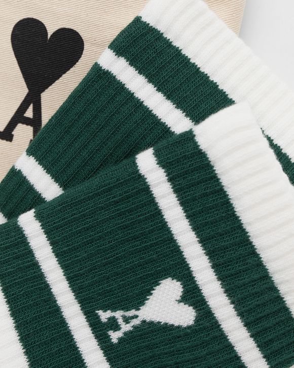 AMI Paris AMI DE COEUR STRIPED SOCKS Green/White | BSTN Store