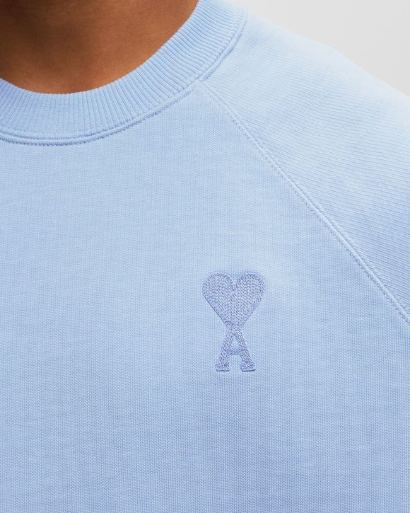 【AMI PARIS】★de Coeur Tone-On-Tone Sweatshir.t Sky Blue 4506-SKY Blue Cotton Contrasted Ami De Coeur Hoodie | AMI PARIS
