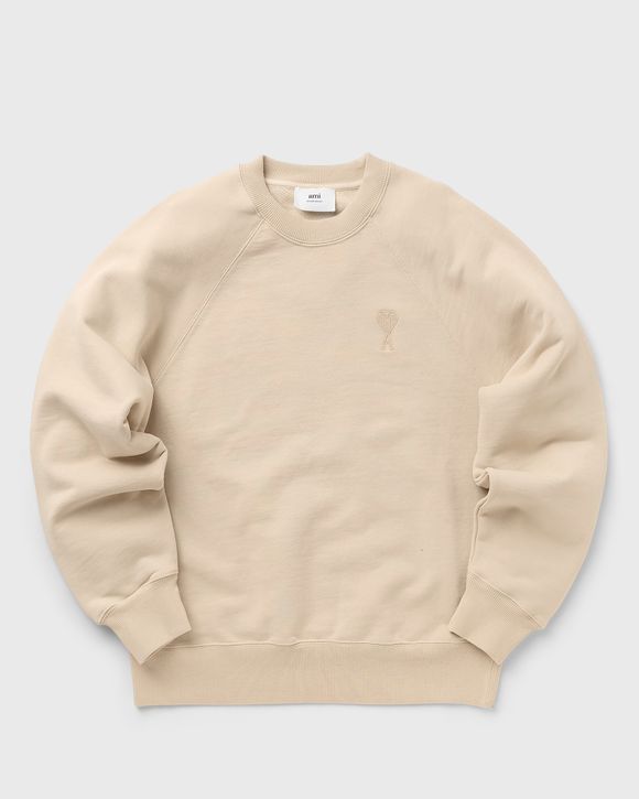 ★★AMI PARIS★★ Tone-on-tone heart logo v-neck knit beige Ami Paris Ami De Coeur V Neck Sweater Beige White Men's