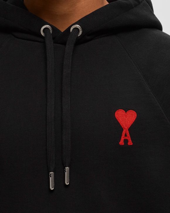 ★AMI PARIS★ Red heart logo hood black BFUSW235730001 BFUSW Ami Paris Red Ami De Coeur Logo Intarsia Off Black Sweatshirt |