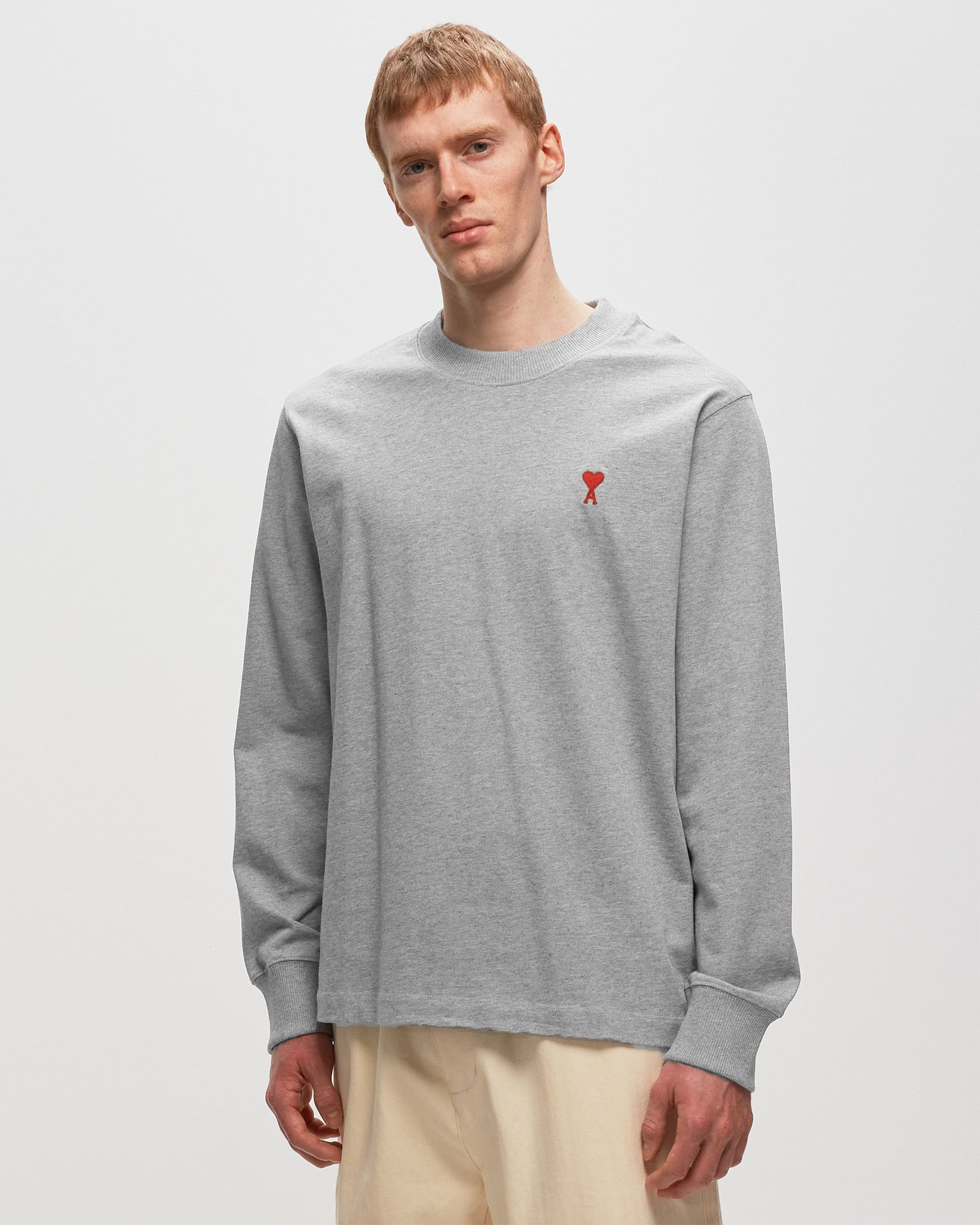 AMI Paris AMI DE COEUR LONGSLEEVE T-SHIRT Grey | BSTN Store