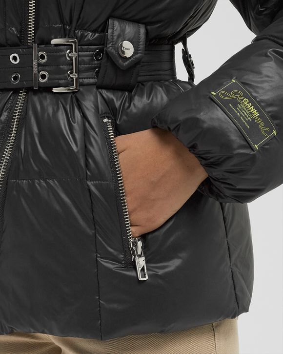 Ganni Shiny Nylon Puffer Jacket Black BLACK SAND