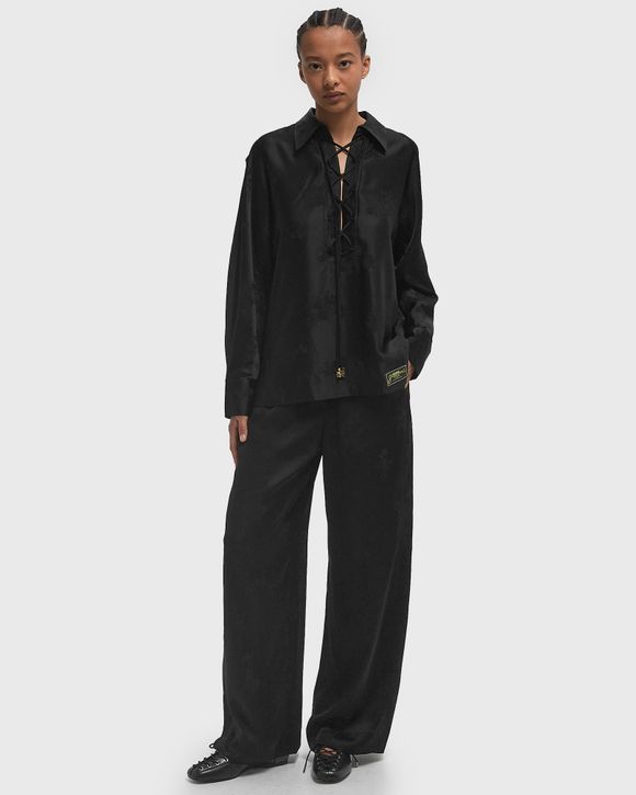 Thumbnail - Fluid Satin Jacquard Tie String Raglan Shirt