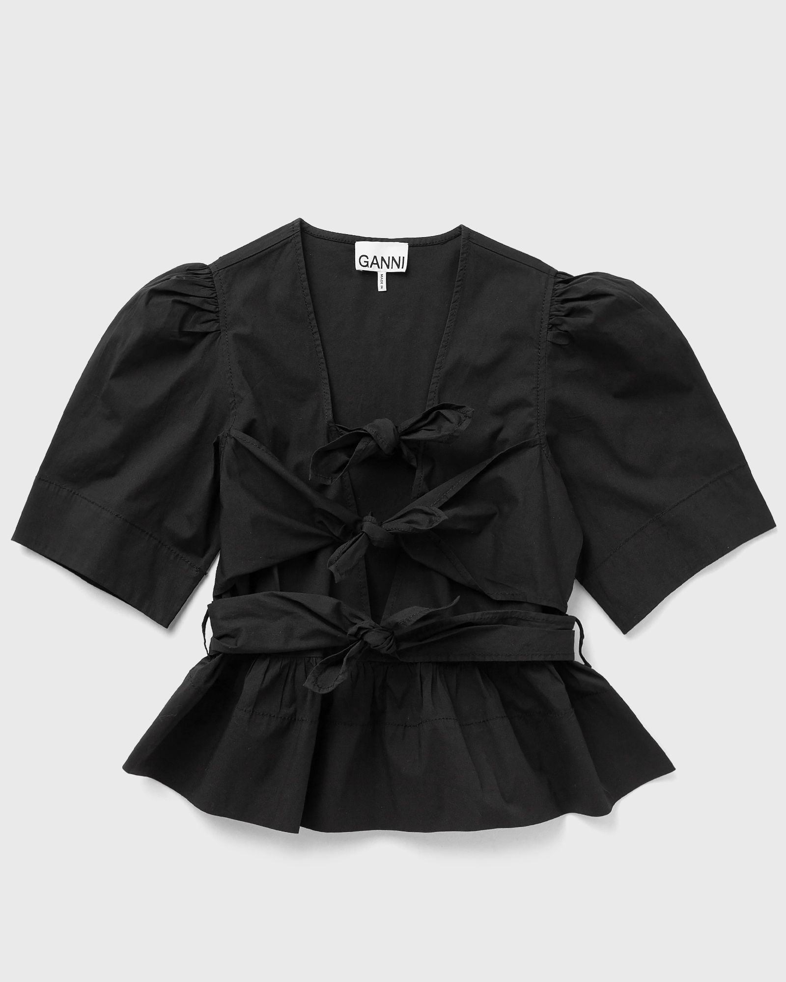 Washed Stretch Cotton Tie Strap Blouse