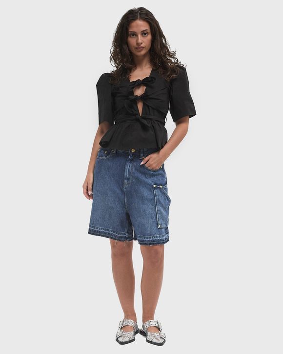 Washed Stretch Cotton Tie Strap Blouse