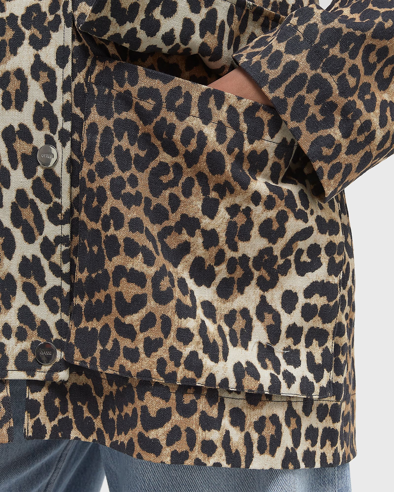 Printed Canvas Midi Jacket