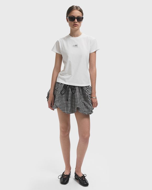 Ganni Crinkled Taffeta Check Mini Bubble Skirt Black | BSTN