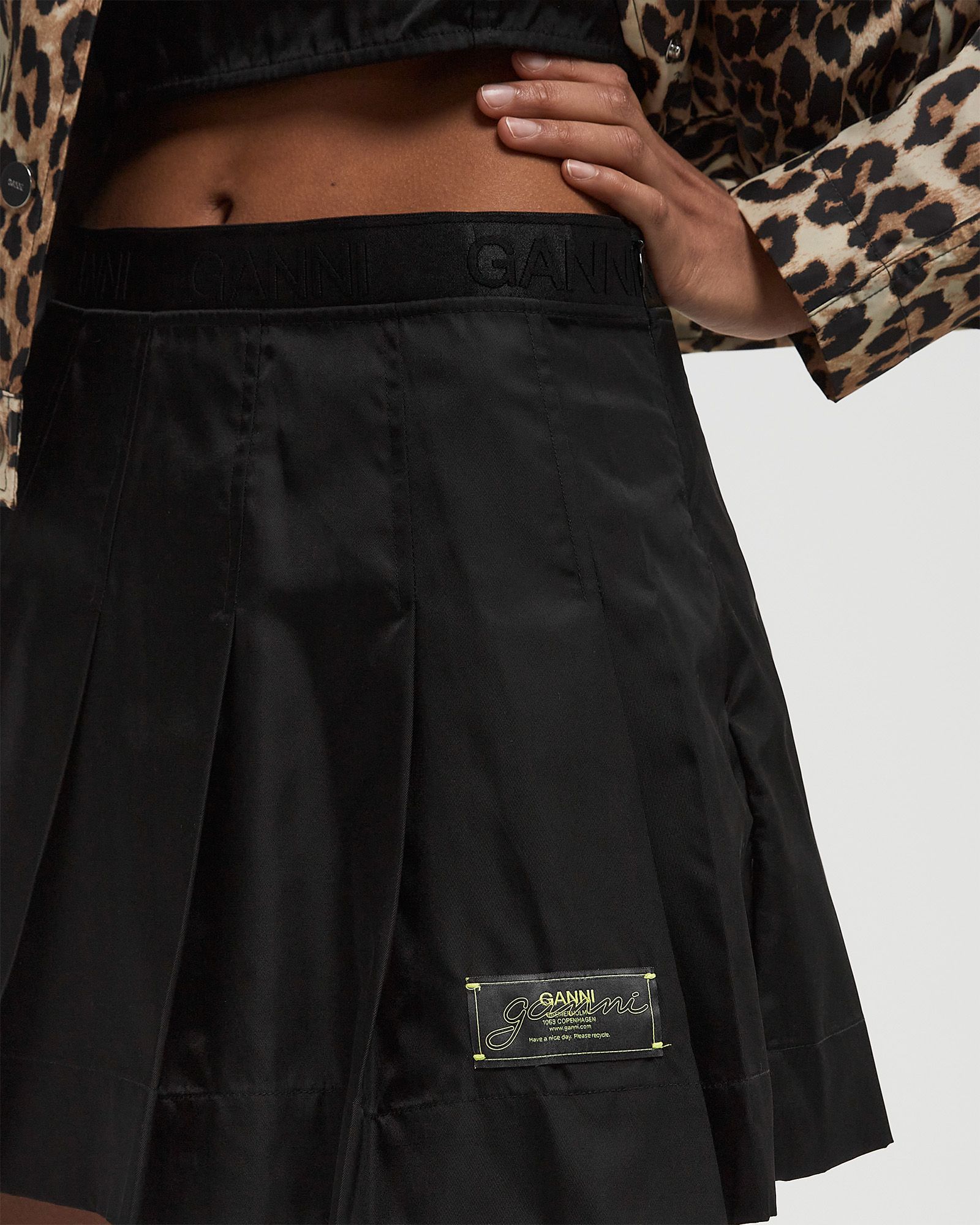 Duchesse Nylon Pleated Mini Skirt