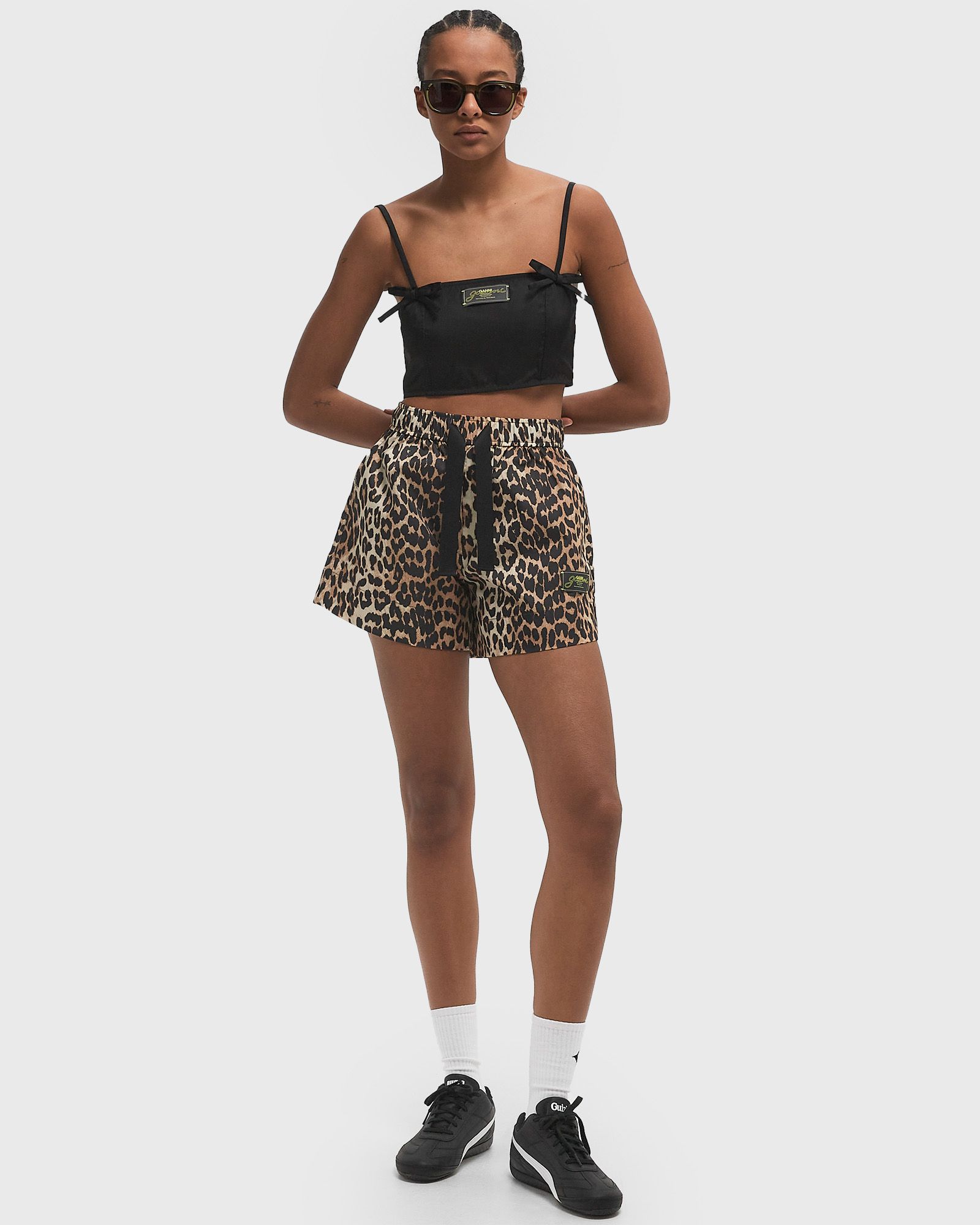 Ganni Duchesse Nylon Shorts Brown | BSTN Store