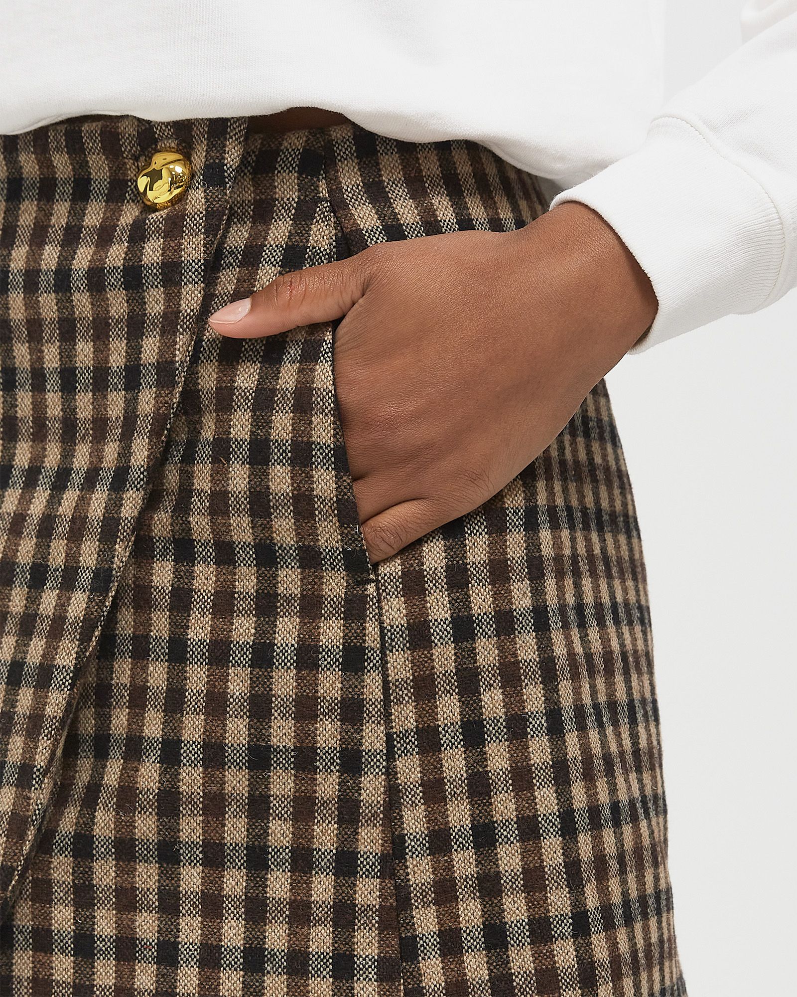 Check Wool Mix Skirt