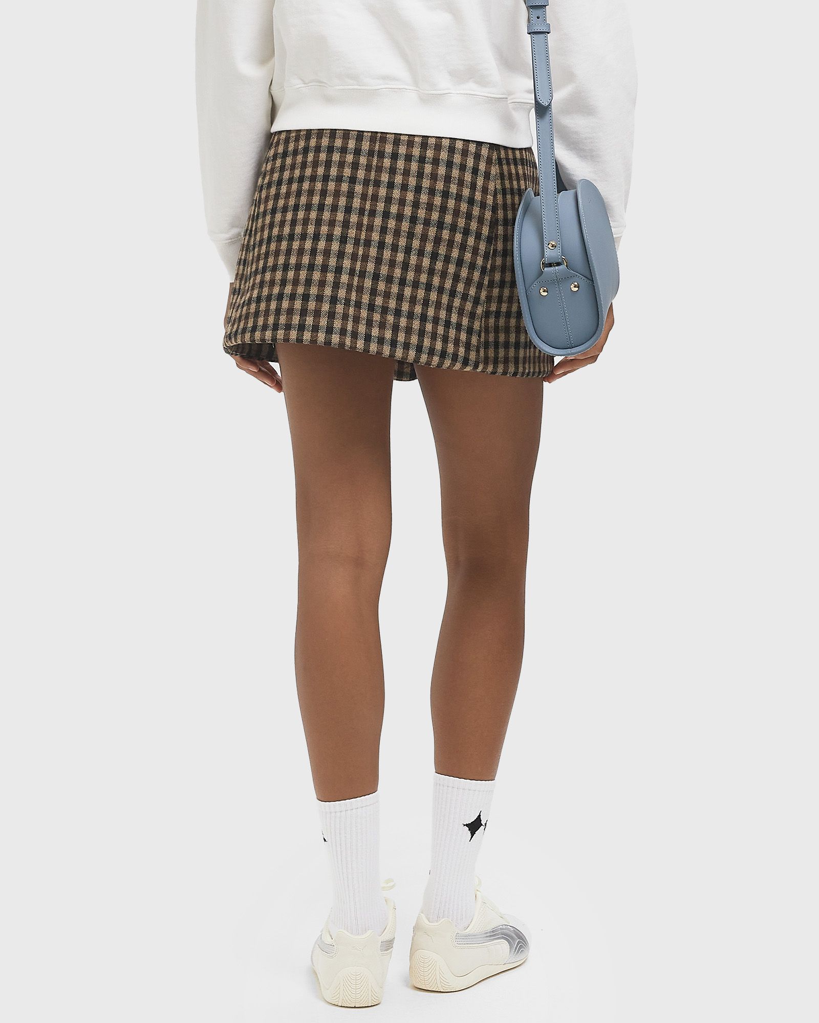 Check Wool Mix Skirt