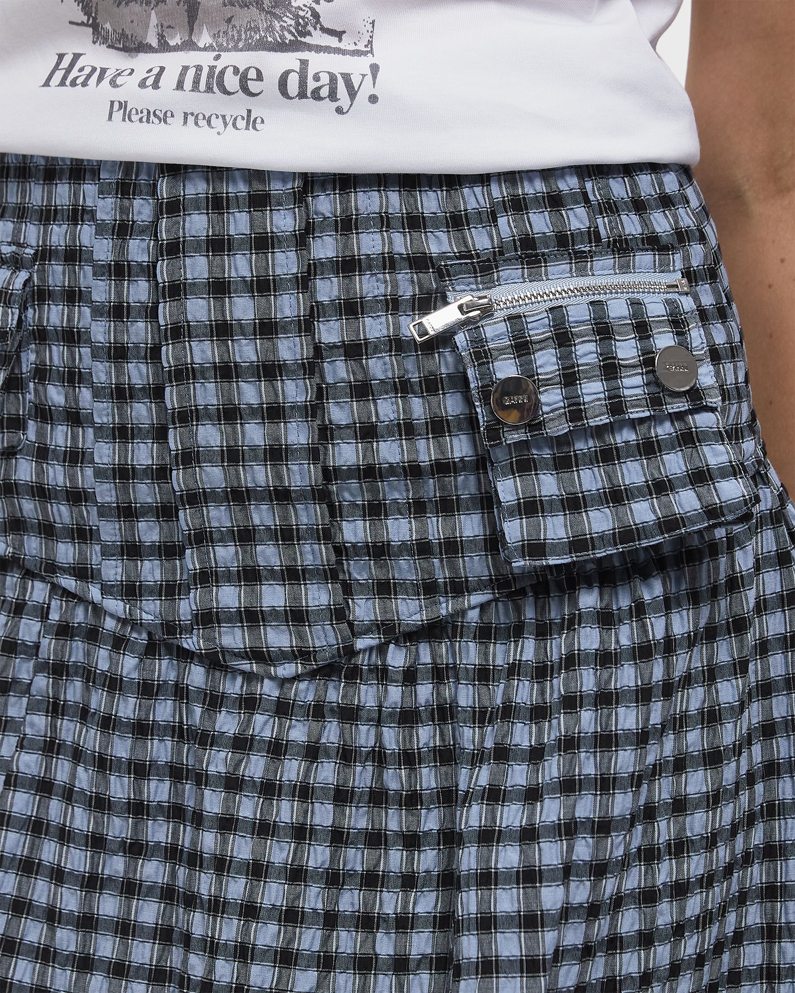 Seersucker Check Long Pocket Skirt