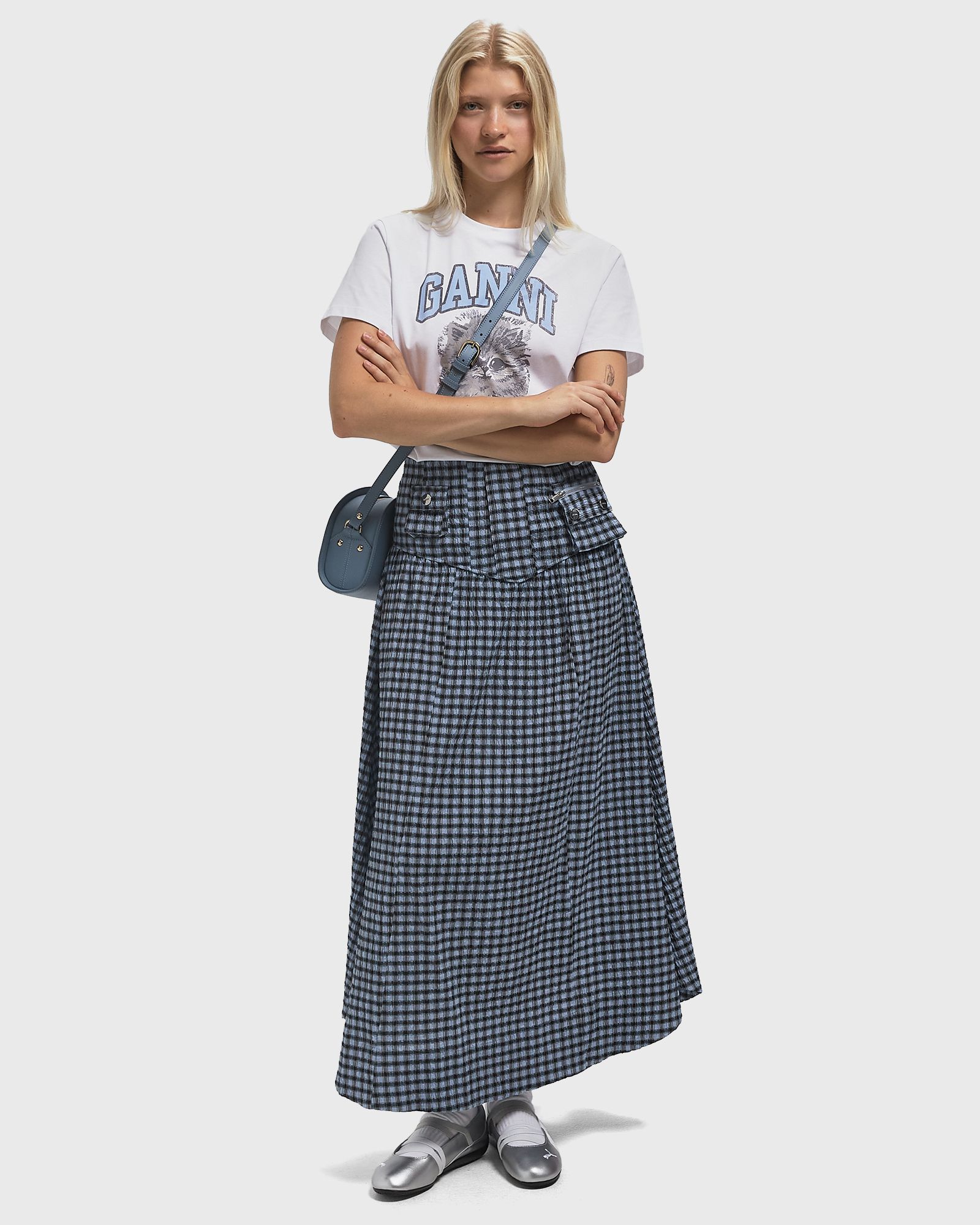 Seersucker Check Long Pocket Skirt