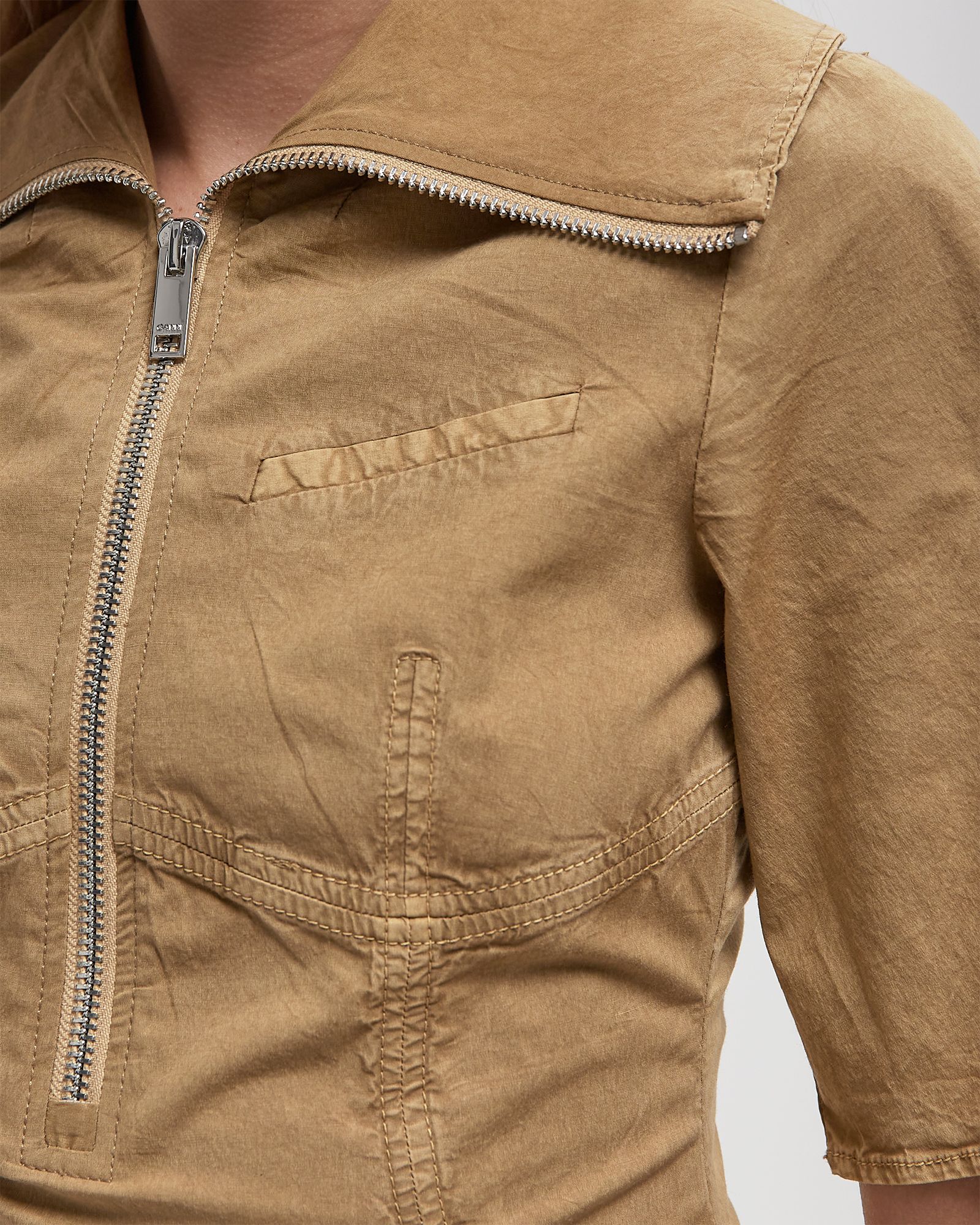 Washed Stretch Cotton Mini Dress