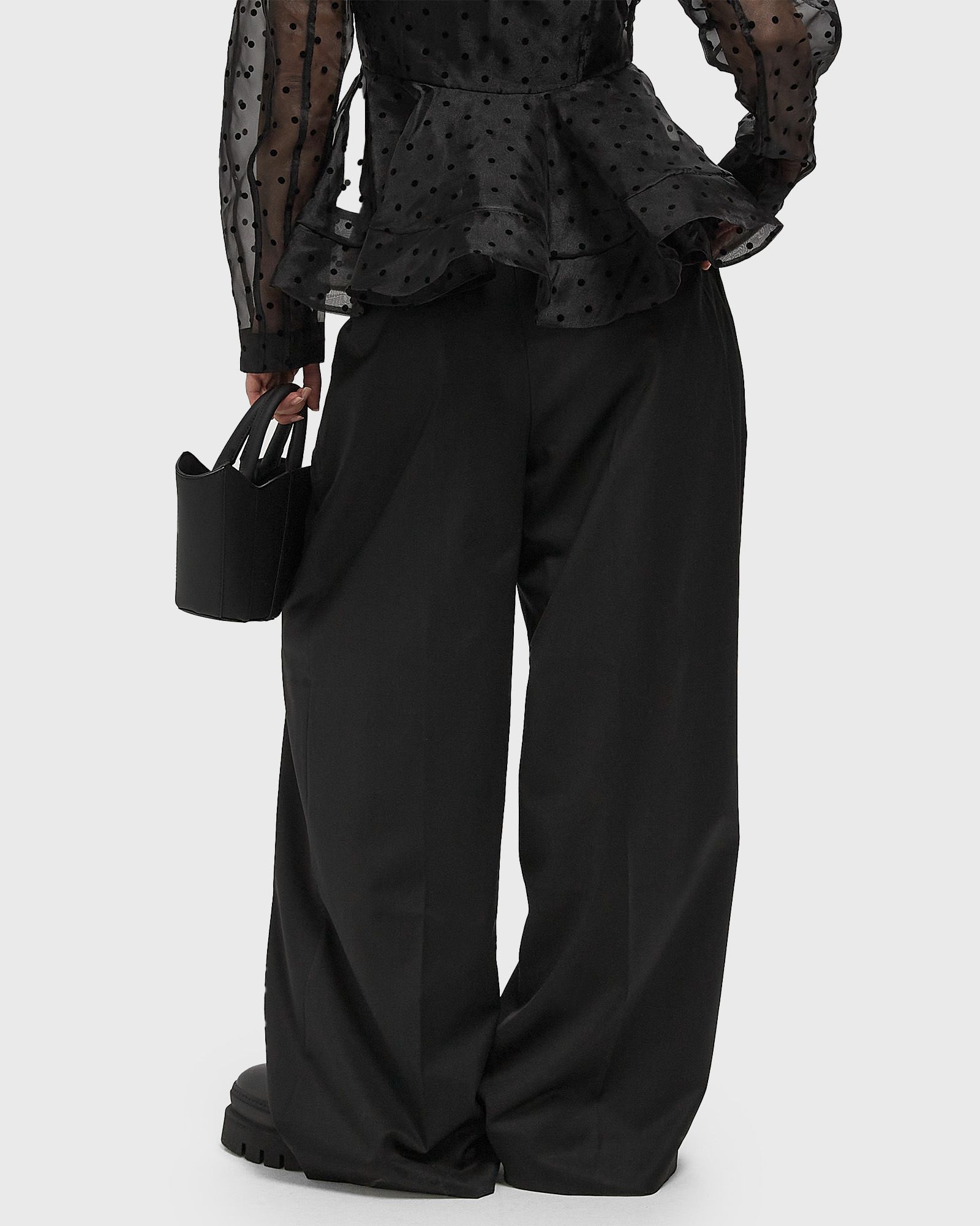 Calendered Wool  Mid Waist Pants