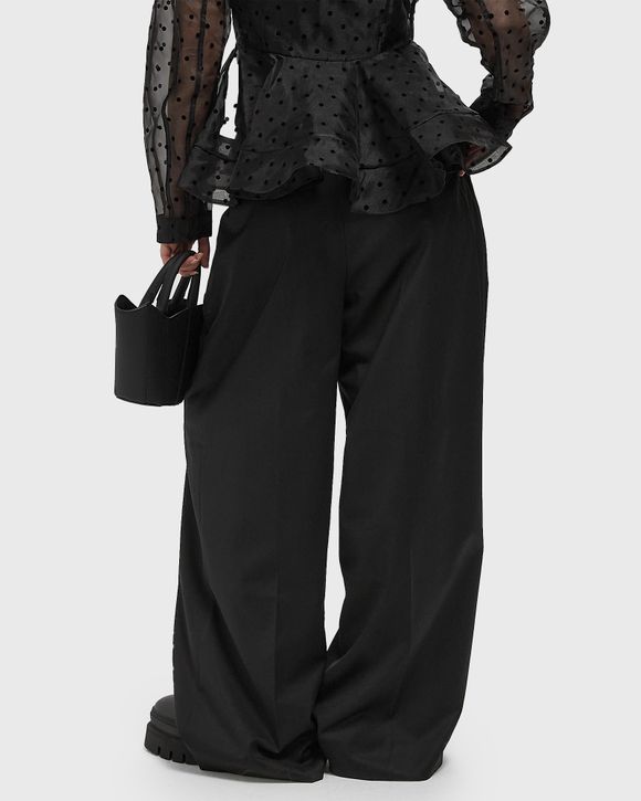 Calendered Wool  Mid Waist Pants