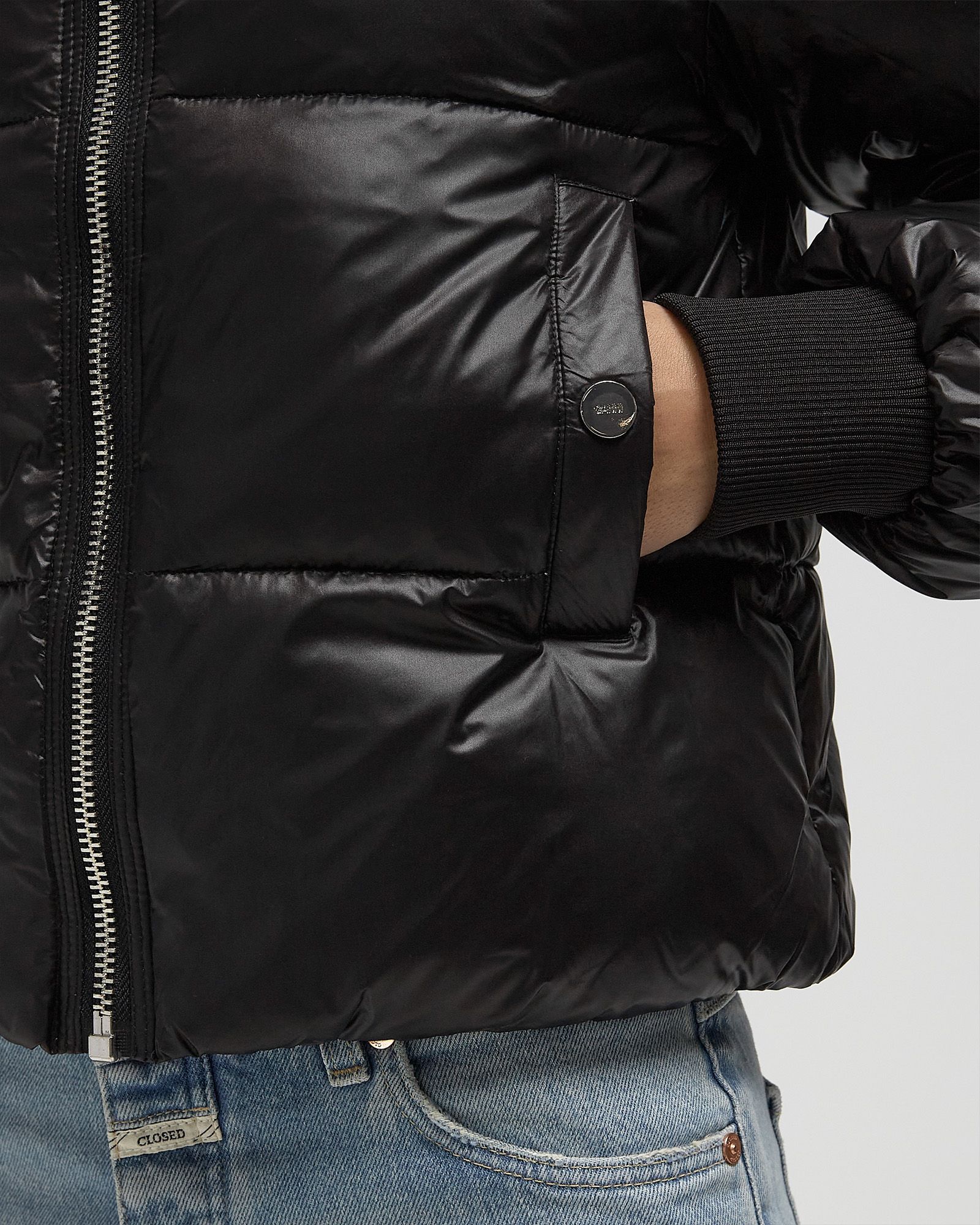 Shiny Nylon Short Puffer Jacket